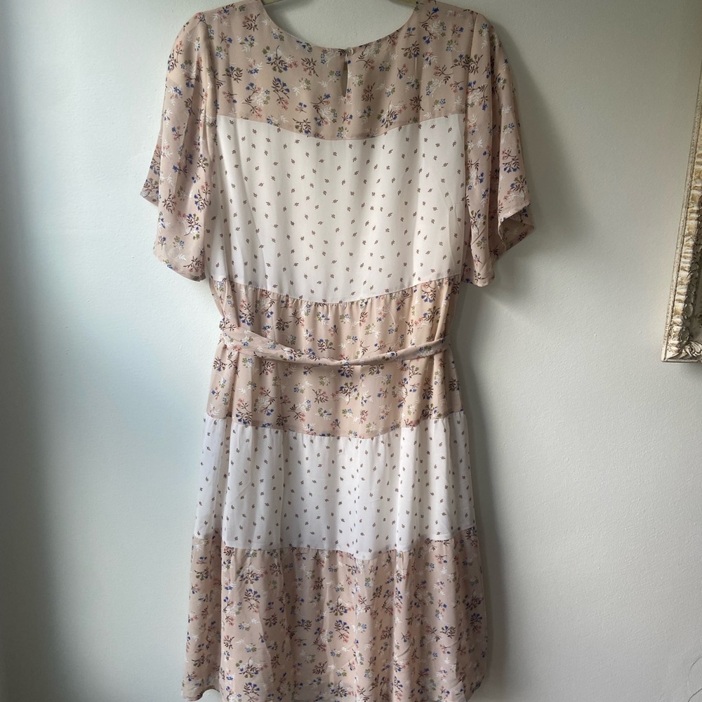Floral Beige and White Women's Dress